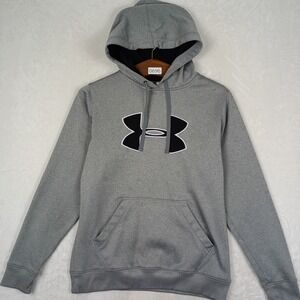 Under Armour Hoodie Mens MD Gray Embroidered Logo Pullover Gorpcore Activewear